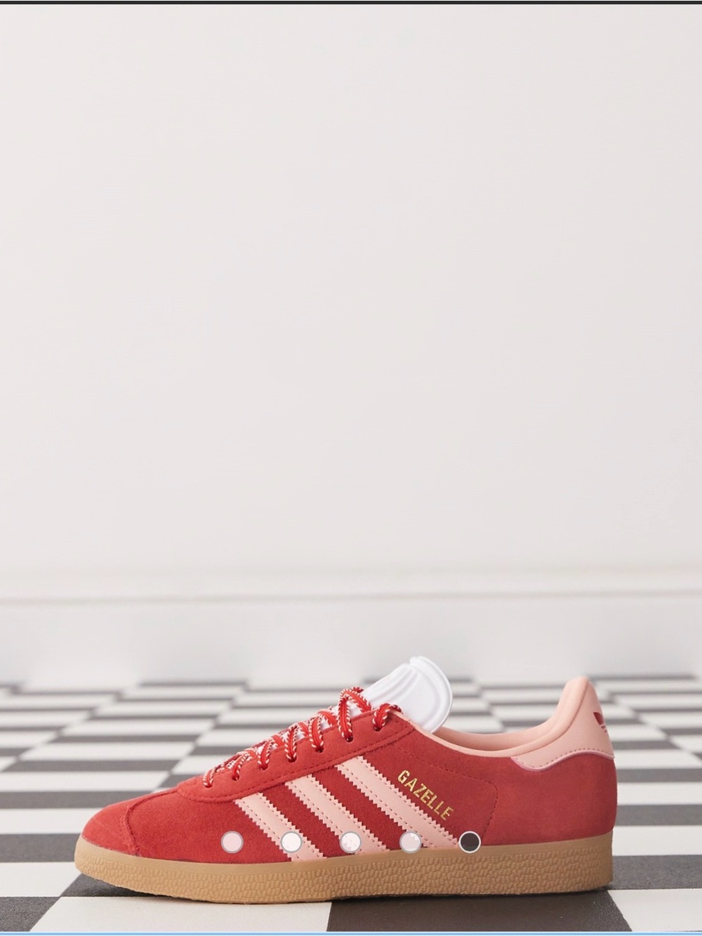 adidas Gazelle Sneakers in Red and Pink with Gum Sole - Picture 2 of 6